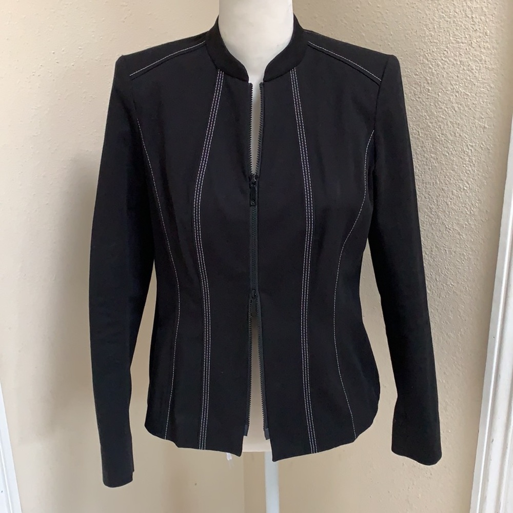 Lafayette 148 Black Zippered Blazer (Size 4P) - Picture 3 of 11